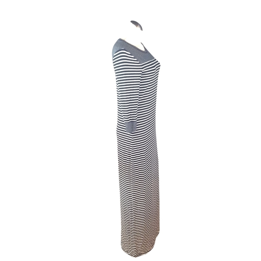 3/$25 Ann Taylor Size XS Maxi Dress White Black Striped - Picture 4 of 6